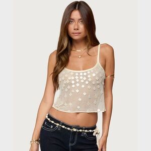 ONYA IRIDESCENT SHEER KNIT TOP